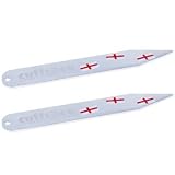 England Flag Collar Stiffeners - Silver Colour Metal