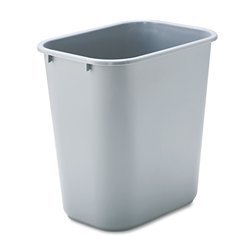 RUBBERMAID Soft Molded Plastic Wastebasket, Rectangular, 7 Gallon, Gray