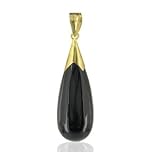14 KT Gold Dyed Black Onyx Tear Drop Pendant 14K Charm