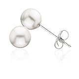 White Fresh Water Pearl Stud Earrings in 14kt White Gold 6-7mm