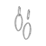 14K White Gold Diamond Hoop Earrings with Removable Drop