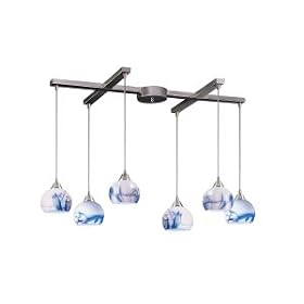 Elk Lighting 6 Light Pendant In Satin Nickel And Mountain Glass 101-6mt