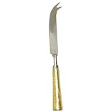 Decorative Cheese Knife With Gold Leatherette Handle Set 2 by 
