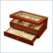 Mele Mens Glass Top Burlwood Oak Watch Box