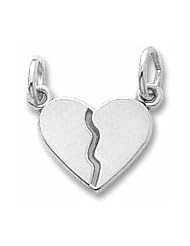 Rembrandt Charms, 2 Piece Heart Charm in Solid Sterling Silver or Gold, Engravable