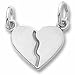 Rembrandt Charms 2 Piece Heart Charm in Silver or Gold, Engravable