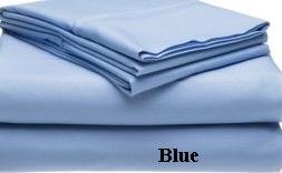 Homespell Bed Sheet Set 600 Tc 100% Pima Cotton Solid Sateen Blue (King)