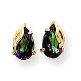 14k 8x5 MyStic Fire With Leaf Stud Earrings