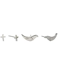 Adina Reyter Tiny Dove Stud Earrings and Tiny Cross Stud Earrings Jewelry Set