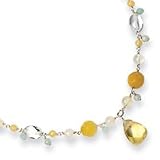 Sterling Silver Yellow & Green Jade/Citrine/CZ Necklace - 16.5 Inch