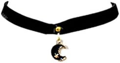 Fashion Harajuku Velvet Strip Pink/black Cos Sailor Moon Necklace (black velvet band+ black moon)