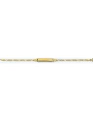 2mm 14k Light Figaro Yellow Pave ID Bracelet 5.5"