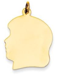 Genuine IceCarats Designer Jewelry Gift 14K Plain Large .009 Gauge Facing Left Engravable Girl Head Charm