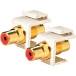 White RCA Jack-To-Jack Keystone - Red Band - 10-Pack