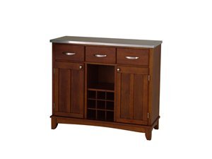 Kitchen: Home Styles Cherry Server with Stainless Steel Top 41.75x17x36.25 in.