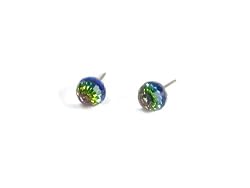 Bermuda Blue Faceted Ball Swarovski Austrian Crystal Earrings, 8mm