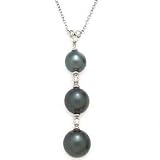 14k White Gold, Diamond & Tahitian Black Pearl Necklace 18 (0.16ctw) 21cj7lEg77L. SL160 14k White Gold, Diamond & Tahitian Black Pearl Necklace 18 (0.16ctw)