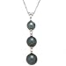 14k White Gold, Diamond & Tahitian Black Pearl Necklace- 18 IN (0.16ctw)