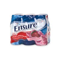 Ensure Plus Nutrition Shakes, Strawberry & Cream, Institutional Use, #50646 - 8 Oz Can, 24 Cans/Case