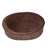 Large Brown Fur Dog Bed King Pet Bed-Ortho Comfort. Size: 33x23x7. We make them in America. Bed is dark brown. Photo appears lighter.