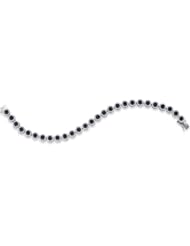 Black and White Round Diamond Flower Channel Set Bracelet 14k White Gold (3.50 cttw)