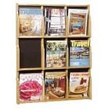 SAF5706OB - Literature Rack, 9 PCKT, 29-1/4Wx2-1/2Dx38-1/2H, Oak