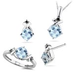 0.05 Ct Black Diamonds and 2.83 Cts Aquamarine Set in 14K White Gold by Mysolitaire
