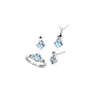 0.05 Ct Black Diamonds and 2.83 Cts Aquamarine Set in 14K White Gold by