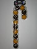 WASHINGTON REDSKINS Team Logo CHRISTMAS BALL ORNAMENTS (12 pack) in Candy Cane Shaped Display Package