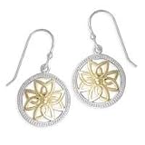 .925 Silver & 14k Gold Overlay Flower Earrings