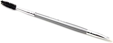 EIEGANT BEAUTY Duo Eye Brush, Premium Quality Angled Eye Brow Brush and Spoolie Brush, Copper Ferrule, Wooden Handle.