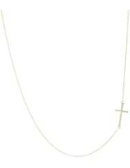 Mizuki 14k Cable Chain Necklace with Side Cross Charm, 18"