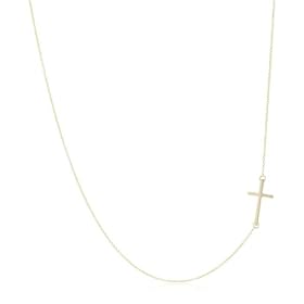 Mizuki 14k Cable Chain Necklace With Side Cross Charm, 18