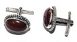 Sterling Silver Cufflinks Pair Jasper Gemstone Men Gift Sets Indian Style (cflng128)