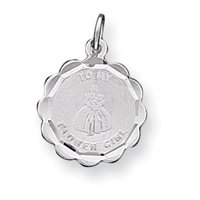 Sterling Silver To My Flower Girl Disc Charm - JewelryWeb