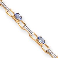 14k Fancy Diamond Tanzanite Bracelet - 7 Inch - Lobster Claw by JewelryWeb