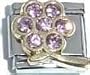 Clearly Charming June Pink Alexanderite Large Daisy Birthstone Italian Charm