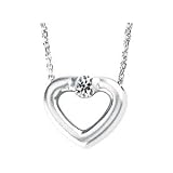 Brilliant! 14k White-gold 1/10CT Polished Moissanite Heart Slide Pendant