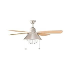 Kichler 310131NI Seaside Energy Smart 1 Light 4 Blade Ceiling Fan in Brushed Nickel with...