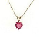 Gift Boxed Faceted Lab-Created Pinkish Red Ruby Heart and 14K Yellow Gold Pendant Necklace