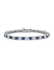 Sapphire and Diamond Tennis Bracelet : 18K White Gold â€" 4.00 CT TGW