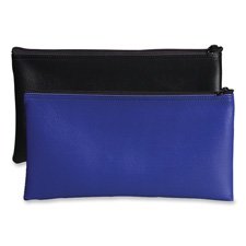 PM Company PMC04621 Zipper Coin Bag- Water-Resistant- Vinyl- 11in.x6in.- Black
