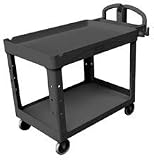 Rubbermaid 4546 BLA 750 lbs Mass Capacity, Black Color, Heavy-Duty 2 Shelf Utility Cart with Large Lipped Shelf