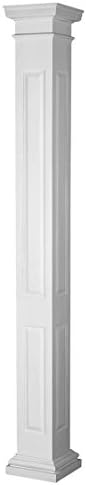Endura-Stone Square Non-Tapered Raised Panel Column (FRP), Smooth Paint-Grade, Tuscan Capital &amp; Base, 8" Square Shaft x 8' Overall Height - Split in Half (Plan F)