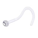 18 Gauge Clear Gem BIOPLAST Nose Ring