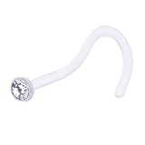 18 Gauge Clear Gem BIOPLAST Nose Ring