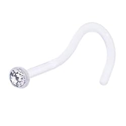 18 Gauge Clear Gem Bioplast Nose Ring