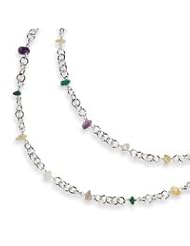 Sterling Silver Natural Stone Fancy Link Necklace QH1113-42"