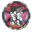 Hawaiian Steering Wheel Cover and Shoulder Pad - Grey Hawaii Hibiscus Floral Print