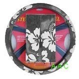 Hawaiian Steering Wheel Cover and Shoulder Pad - Grey Hawaii Hibiscus Floral Print